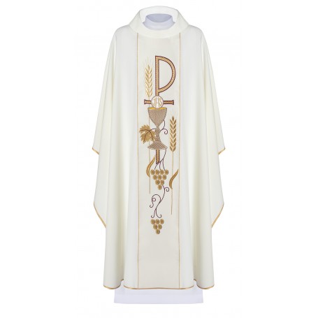 Chasuble with Embroidered IHS and Chalice Symbol KOR/001